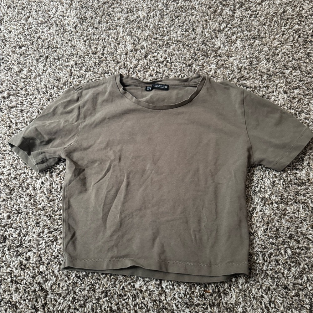 Zara Khaki Crop Top